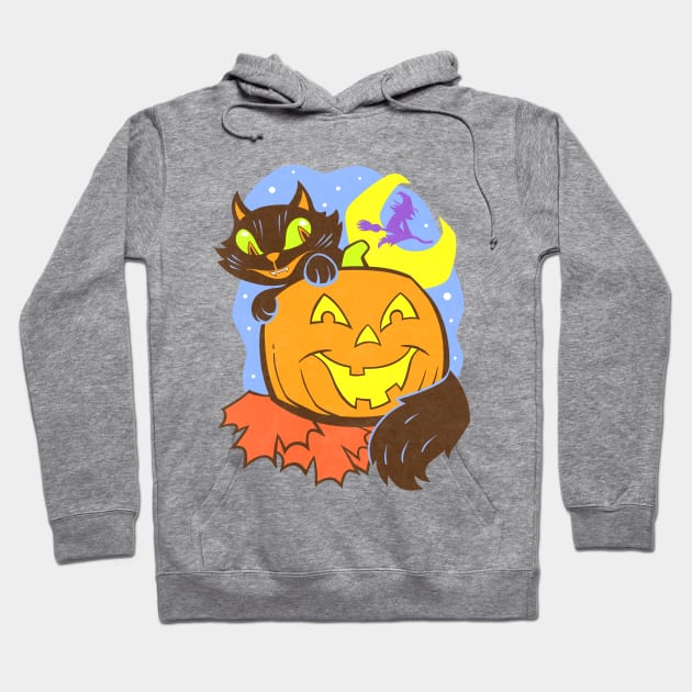 Halloween cat and pumpkin Hoodie by tommartinart